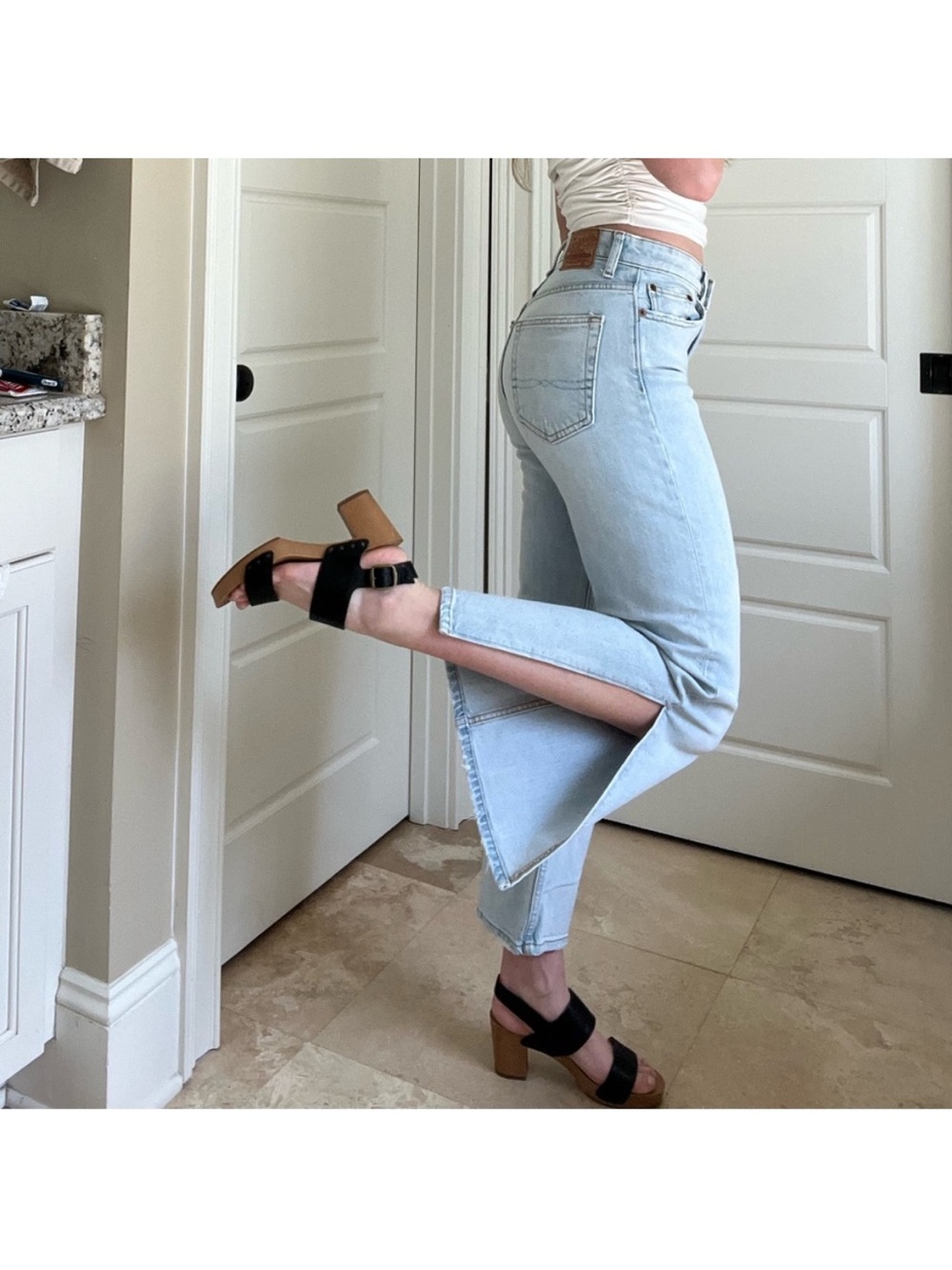 Lucky Brand Light Blue Split-Hem Flare Jeans